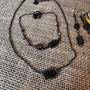 Kendra Scott black sterling & black stone set